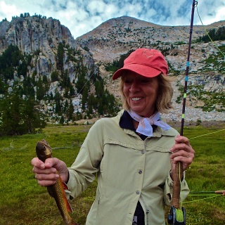 First trout on a fly rod while fly fishing in Yosemite with Yosemite Fly  Fishing Guide