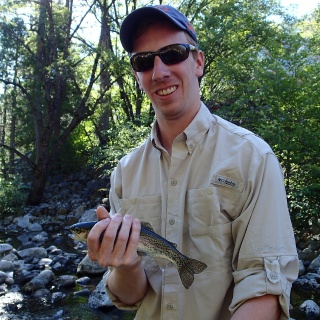 First trout on a fly rod while fly fishing in Yosemite with Yosemite Fly  Fishing Guide