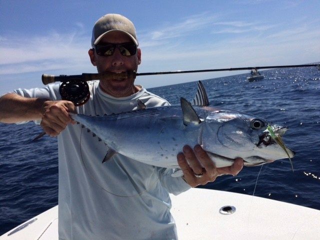 An epic day on the water! Fished with Dino Torino of Only On A Fly . my personal best False Albacore on a 7 weight rod. !2lbs on an Albie Candy.