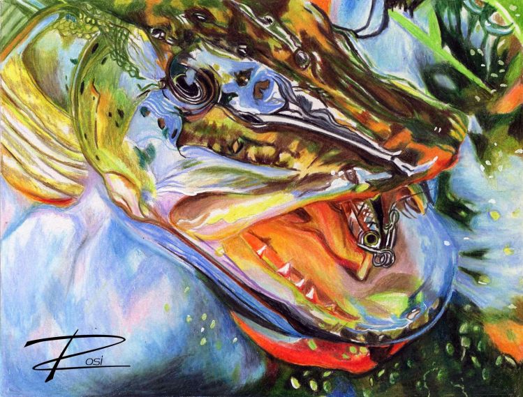 PIKE WITH LURE II "colored pencil 