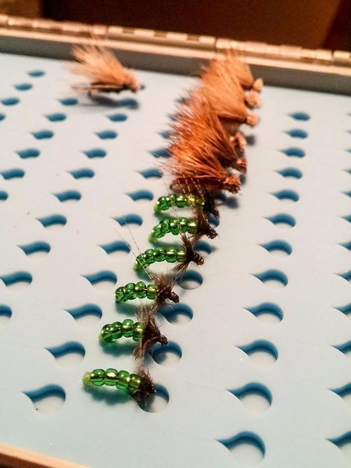 Some Elk Hair and Glass Bead Caddis, working on filling the box before I head to Colorado for the summer