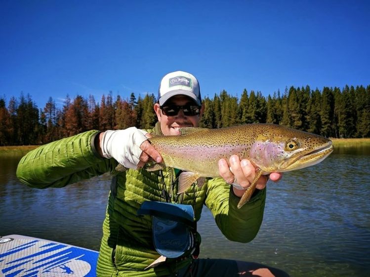 Rainbow Trout from a paddle board in Bend OR.