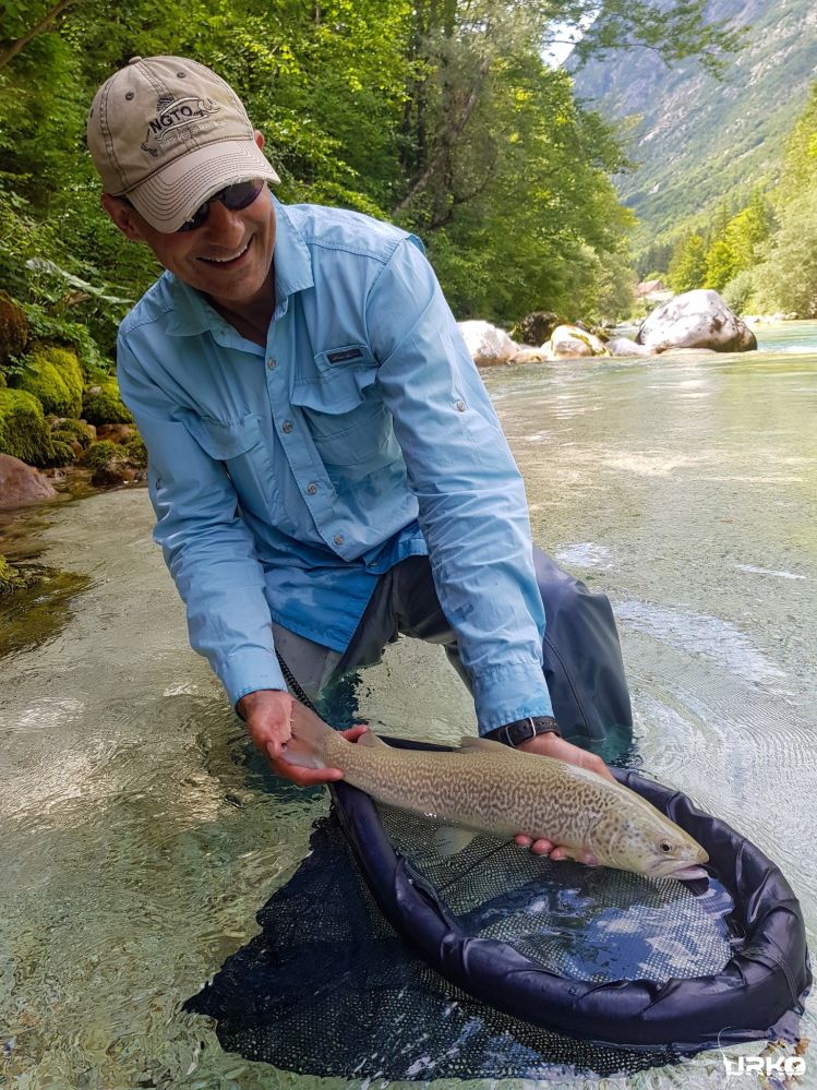 Mo with beautiful marble trout from the river Soča
