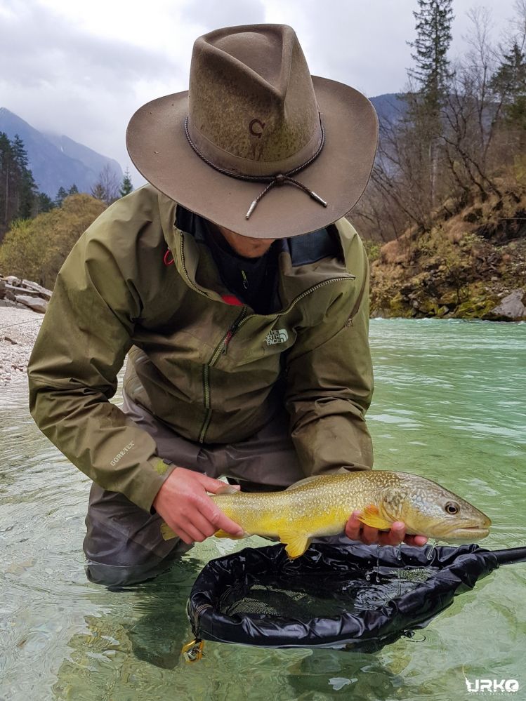 Reto with his beautiful streamer eating marble trout. 