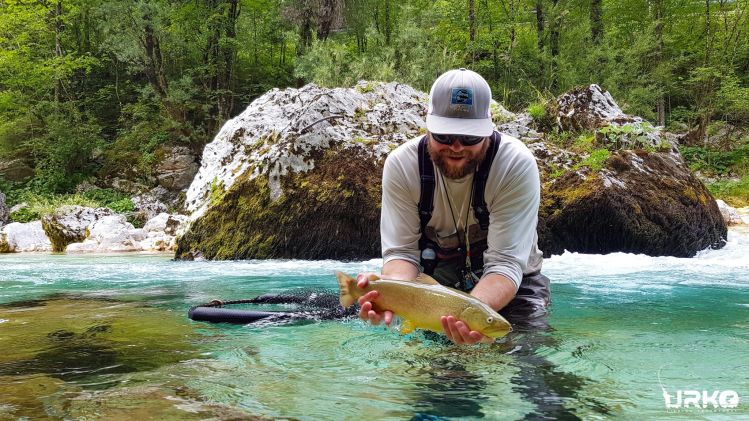 Exploring hard to get parts at the upper Soča river is always exciting as you never know what you gonna get. This marble trout just loved a heavy muddler and took it as it was her last meal.