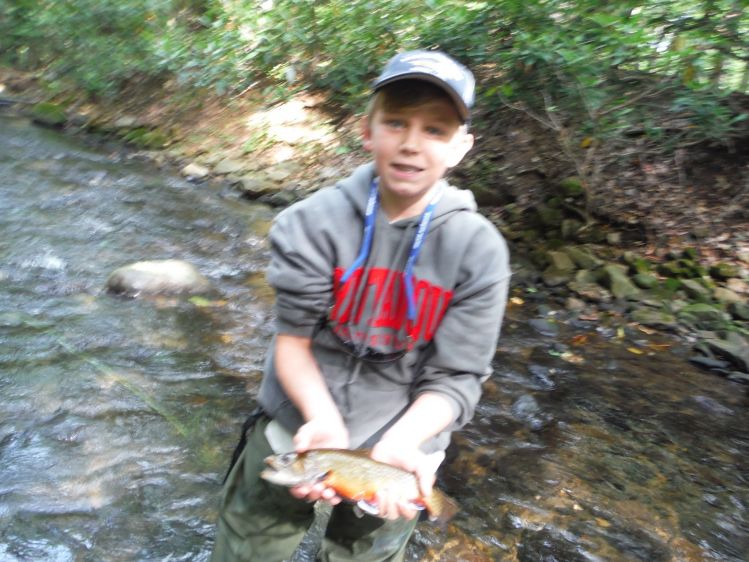 Ryan on a private stream..first time flyfishing 
