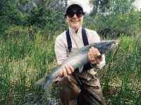 Barbara Flanagan with a Landlocked Salmon of 26''