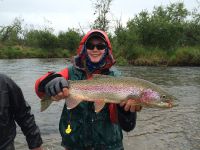Happy Angler with Rainbow trout from the Lower American.