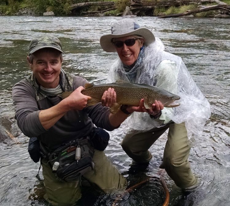 A really lovely client with her first New Zealand Brown trout.