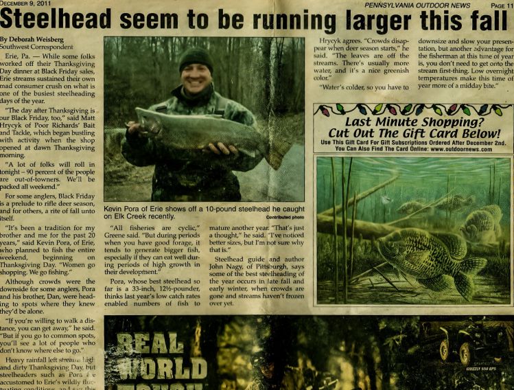 PA Outdoor News Article - Page 1.
