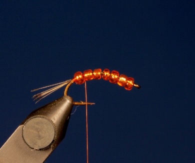 Fly tying - Orange Glass Bead Scud - Step 2